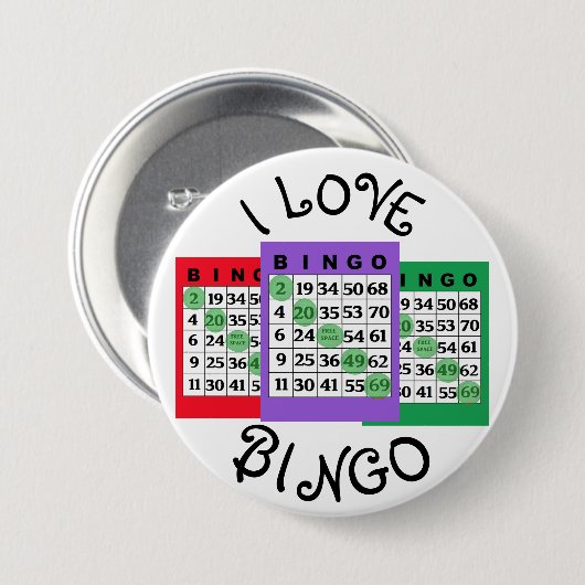 Badge Rond 7,6 Cm Bouton J'aime les cartes BINGO (Devant & derrière)