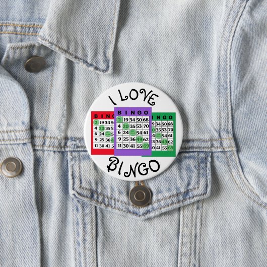 Badge Rond 7,6 Cm Bouton J'aime les cartes BINGO (En situation)