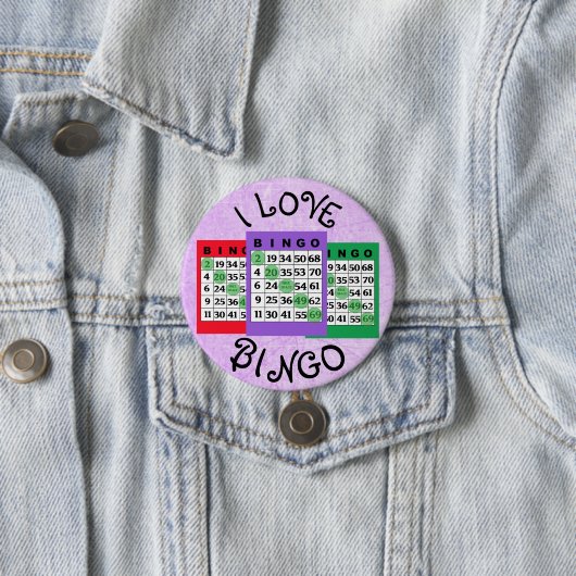 Badge Rond 7,6 Cm Bouton J'aime les cartes BINGO (En situation)
