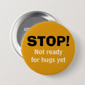 Badge Rond 7,6 Cm Bouton Jaune NO HUGS (Devant & derrière)
