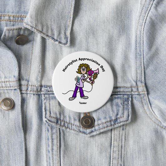 Badge Rond 7,6 Cm Bouton Jour d'appréciation pour coiffeuse féminine (En situation)