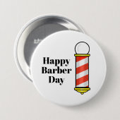 Badge Rond 7,6 Cm Bouton Jour du Barbier (Devant & derrière)