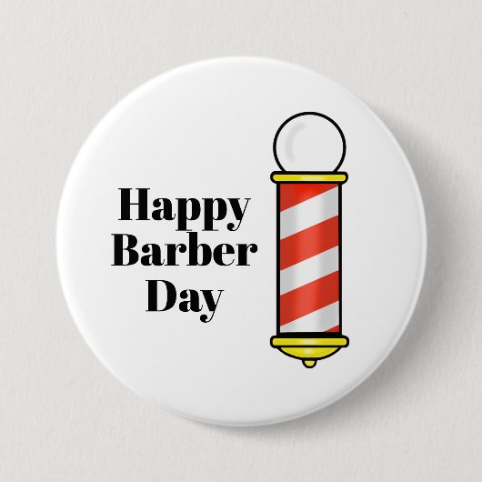 Badge Rond 7,6 Cm Bouton Jour du Barbier (Devant)