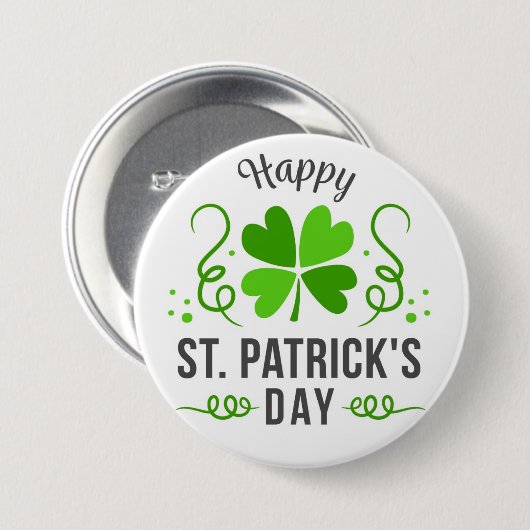 Badge Rond 7,6 Cm Bouton Jour Saint Patrick (Devant & derrière)