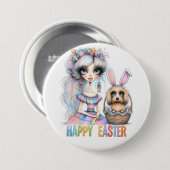 Badge Rond 7,6 Cm Bouton Joyeuses Pâques (Devant & derrière)
