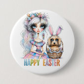 Badge Rond 7,6 Cm Bouton Joyeuses Pâques (Devant)