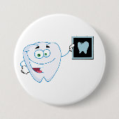 Badge Rond 7,6 Cm Bouton Joyeux dent blanche (Devant)