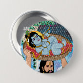 Badge Rond 7,6 Cm Bouton Krishna & Vasudeva (Devant & derrière)