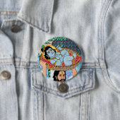 Badge Rond 7,6 Cm Bouton Krishna & Vasudeva (En situation)