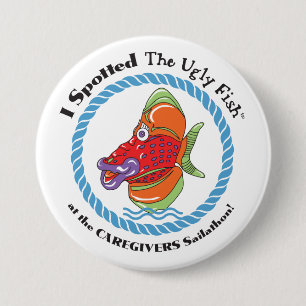 Badge Rond 7,6 Cm Bouton laid de poissons