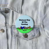 Badge Rond 7,6 Cm Bouton Lazy Cowboy (En situation)