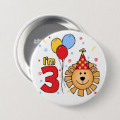 Badge Rond 7,6 Cm Bouton Lion Face 3ème anniversaire (Devant & derrière)