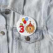 Badge Rond 7,6 Cm Bouton Lion Face 3ème anniversaire (En situation)