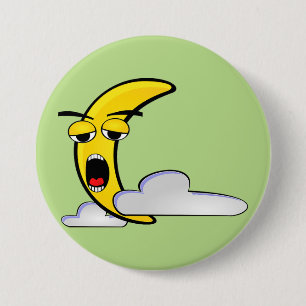 Badge Rond 7,6 Cm Bouton Lune Jaune Dorée