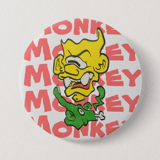 Badge Rond 7,6 Cm Bouton mâché du singe (Devant)