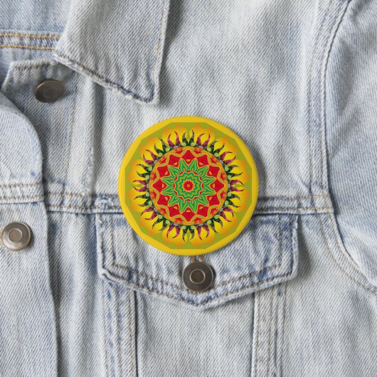 Badge Rond 7,6 Cm Bouton Mandala (En situation)