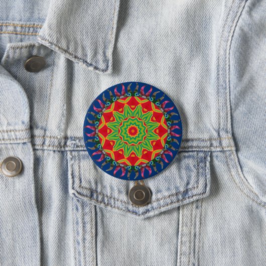 Badge Rond 7,6 Cm Bouton Mandala (En situation)