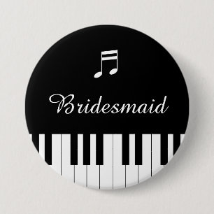 Badge Rond 7,6 Cm Bouton Mariage clavier de piano Bridesmaid