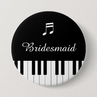 Badge Rond 7,6 Cm Bouton Mariage clavier de piano Bridesmaid