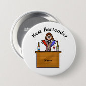 Badge Rond 7,6 Cm Bouton meilleur barman - barman féminin (Devant & derrière)