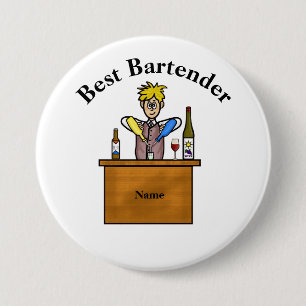 Badge Rond 7,6 Cm Bouton meilleur barman - barman homme de dessin