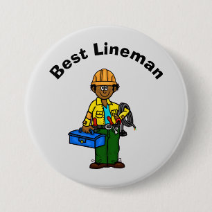 Badge Rond 7,6 Cm Bouton Meilleur Lineman - Homme tanné ou Africain 