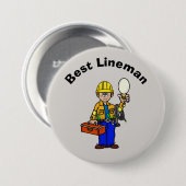 Badge Rond 7,6 Cm Bouton Meilleur Lineman pour Homme Blanc (Devant & derrière)