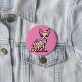Badge Rond 7,6 Cm Bouton Meow Cat tatoué (En situation)