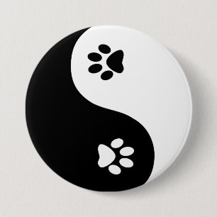 Badge Rond 7,6 Cm Bouton mignon de pattes de Yin Yang