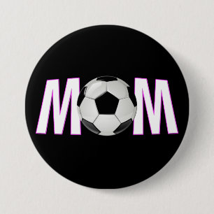 Badge Rond 7,6 Cm Bouton mignon rose et noir Soccer Maman Pin