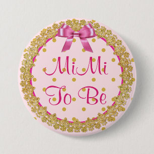 Badge Rond 7,6 Cm Bouton MiMi To Be Rose & Gold Baby shower
