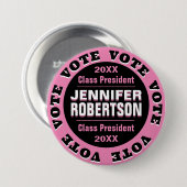 Badge Rond 7,6 Cm Bouton Modèle d'élection du président de classe pe (Devant & derrière)