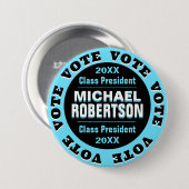 Badge Rond 7,6 Cm Bouton Modèle d'élection du président de classe pe (Devant & derrière)