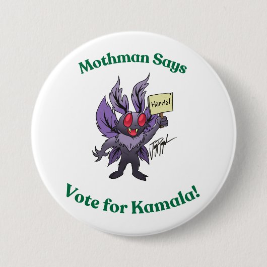 Badge Rond 7,6 Cm Bouton Mothman for Harris (Devant)