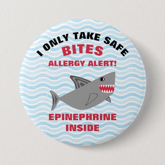 Badge Rond 7,6 Cm Bouton multiple de requin d'alerte d'allergie (Devant)