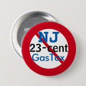 Badge Rond 7,6 Cm Bouton New Jersey Anti 23 Cents Gas Tax 3" (Devant & derrière)