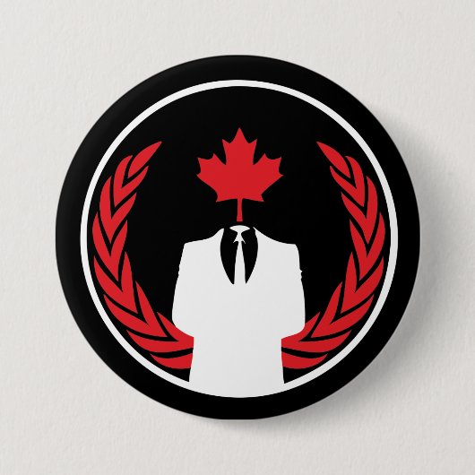 Badge Rond 7,6 Cm Bouton noir anonyme du Canada (Devant)