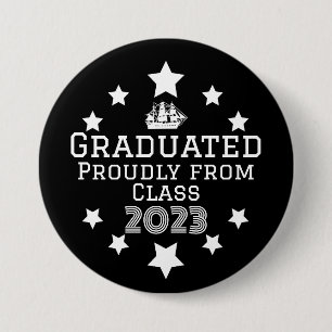 Badge Rond 7,6 Cm Bouton Noir de fin d'études