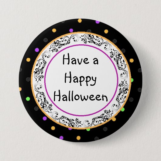 Badge Rond 7,6 Cm Bouton noir d'Halloween Polka Dot (Devant)