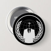 Badge Rond 7,6 Cm Bouton noir international anonyme (Devant & derrière)