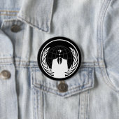 Badge Rond 7,6 Cm Bouton noir international anonyme (En situation)