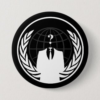 Badge Rond 7,6 Cm Bouton noir international anonyme