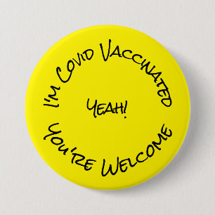 Badge Rond 7,6 Cm Bouton noir jaune vacciné Je suis Covid
