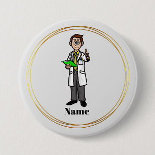 Badge Rond 7,6 Cm Bouton Nom du Docteur mâle donnant pouces