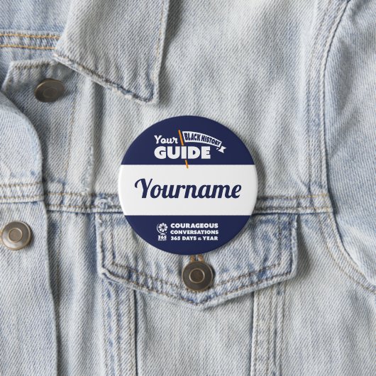 Badge Rond 7,6 Cm Bouton Nom du guide d'historique noir (En situation)