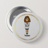 Badge Rond 7,6 Cm Bouton Nom du médecin féminin (Devant & derrière)