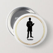 Badge Rond 7,6 Cm Bouton Nom Silhouette Homme Docteur (Devant & derrière)