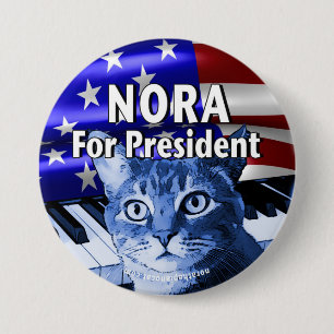Badge Rond 7,6 Cm Bouton Nora Présidente En Bleu #3