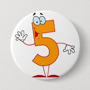 Badge Rond 7,6 Cm Bouton numéro 5 orange