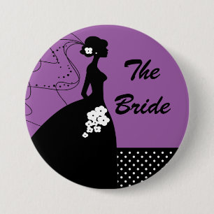 Badge Rond 7,6 Cm Bouton nuptiale de partie de jeune mariée pourpre